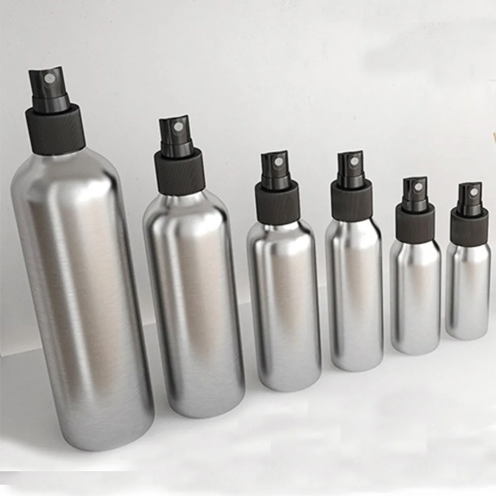 30ml-120ml Aluminum material Water Spray Bottle&aluminum bottle with black pump sprayer&aluminum Portable Spray Perfume Bottle