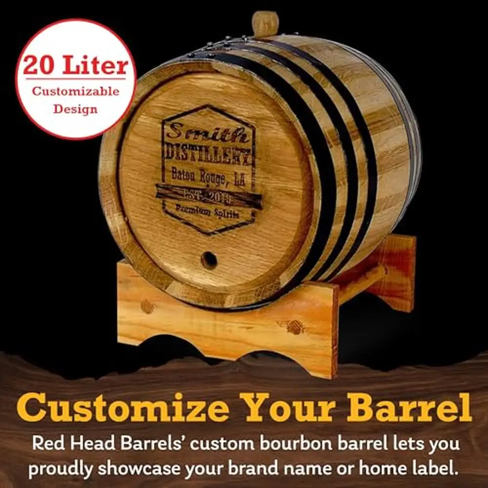 Customizable Personalized 20L White American Oak Aging Barrel Whiskey Rum Tequila Distillery-Grade Quality & Design Template