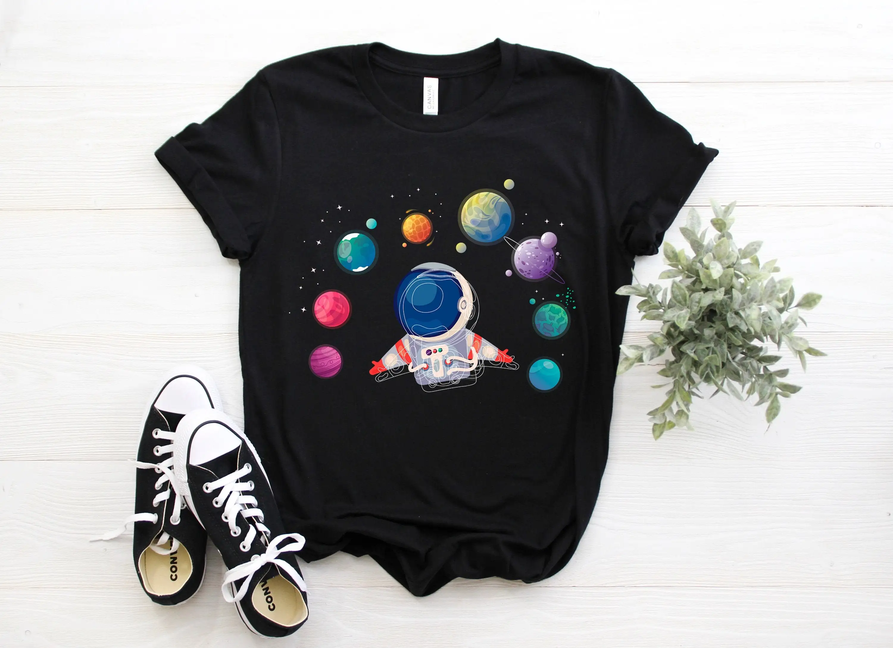 Funny Astronaut T Shirt Outer Space Galaxy Lover Crop Alien Planet Solar System S Stars Science Party Present