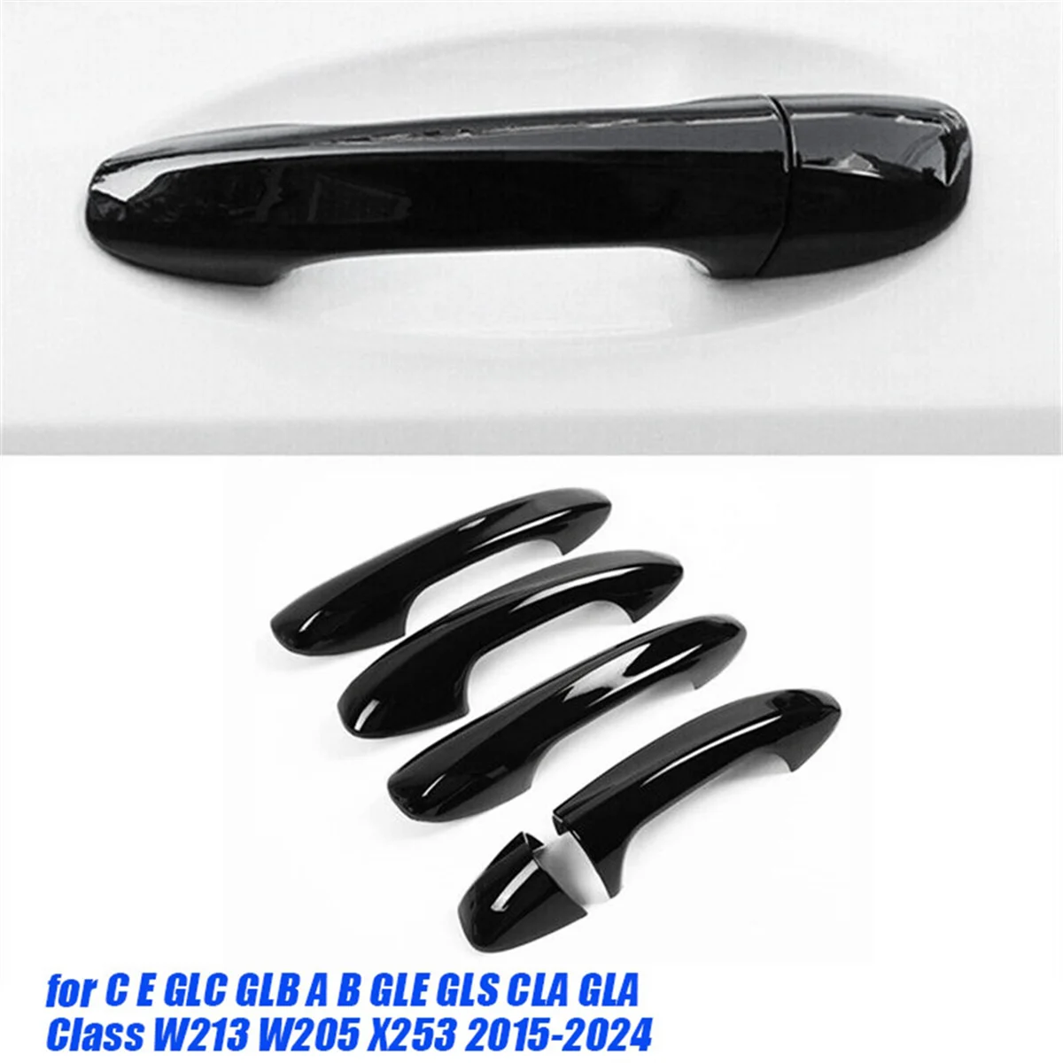 4PCS Outer Door Handle Cover Trim Sticker for Mercedes Benz C E GLC GLB A B GLE GLS CLA GLA Class W213 W205 X253 15-24