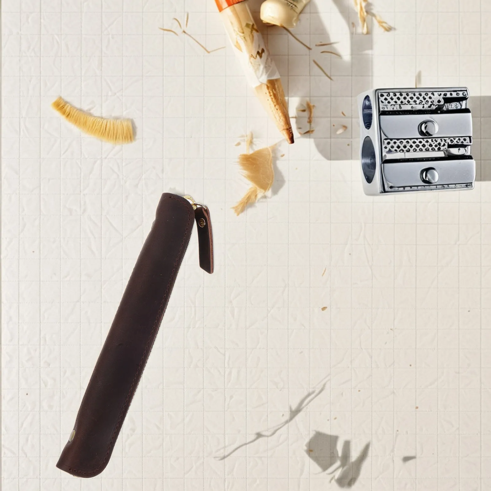 

Pen Pouch Coffee Retro Handmade Zipper Case Holder for Fountain Ballpoint Pens Collector's Pencil Bag