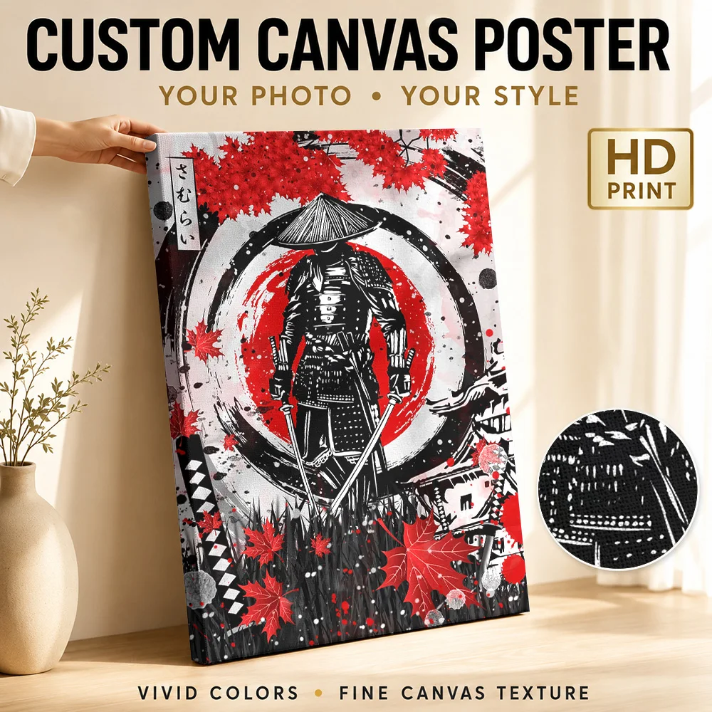 Samurai Warrior Canvas Poster Personalized Japanese Inspired Wall Paintings Decoration for Bedroom Ready to Hang Gift for Fans