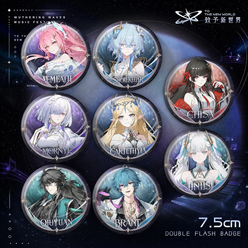 Concert Series Wuthering Waves Cartethyia Aemeath The Shorekeeper 75mm Badge Role-playing Mornye Bag Accessories Lapel Clothing