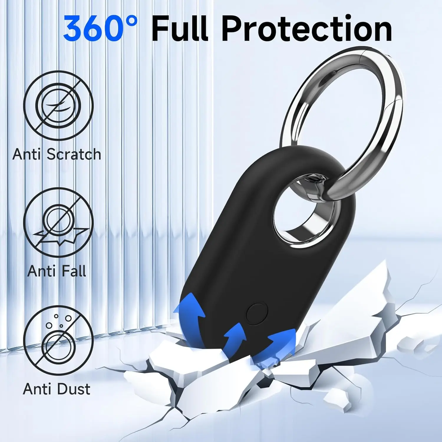 Custodia da 1 confezione con portachiavi per Samsung Galaxy SmartTag2 Custodia protettiva in silicone morbido resistente ai graffi Soft Touch