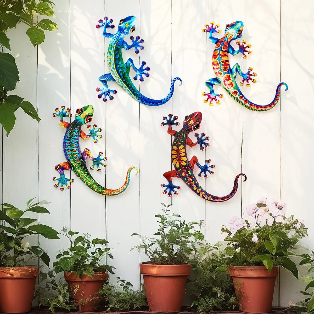 

Metal Gecko Wall Art Decor, 3D Iron Lizard Sculpture Hanging Ornament for Outdoor Garden, Patio, Porch, Party, Mother's Day Gift