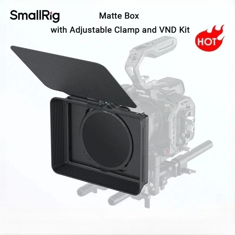 SmallRig 4411 Matte Box con Abrazadera Ajustable y Kit VND con Parasol Superior, para Cámaras DSLR y Mirrorless, Ajustable de 67-82mm