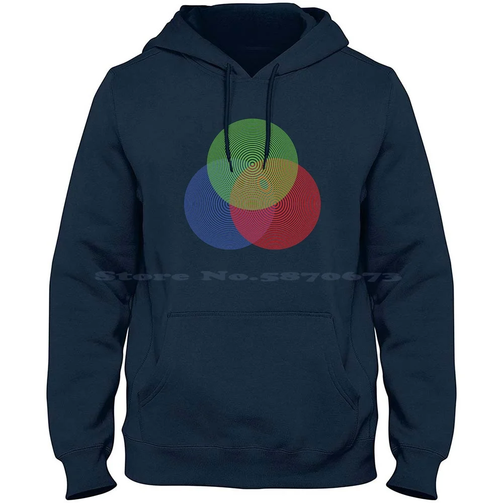 Concentric Rgb 100% Cotton Hoodie T Shirt Pattern Op Art Optical Red Green Blue Rgb Moire Concentric Circles