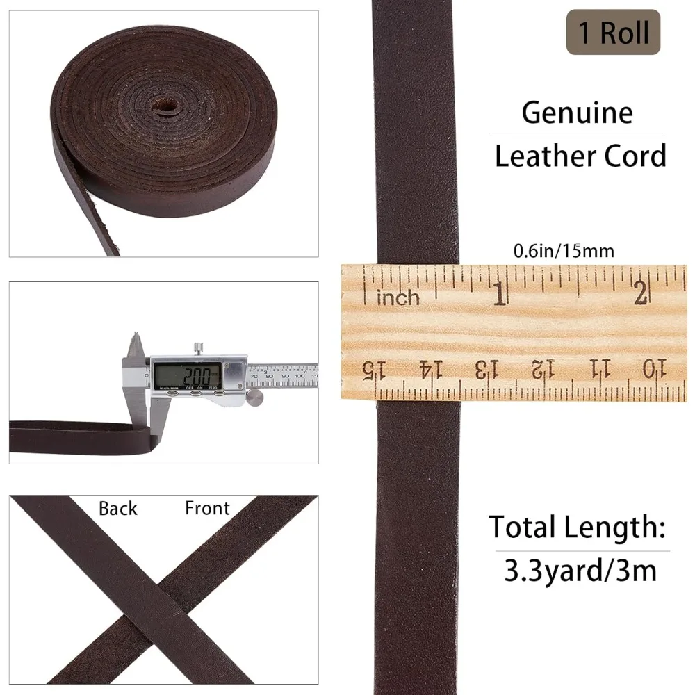 Flat Cowhide Leather Cord for Jewelry Making Mixed Color 15x2mm