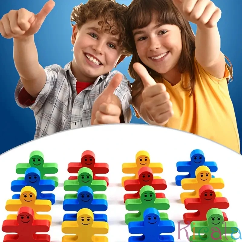 Equilíbrio de madeira Vilão Blocks Brinquedos para Crianças, Desenvolver habilidades motoras finas, Classificação Educacional e Correspondência, Brinquedos empilháveis