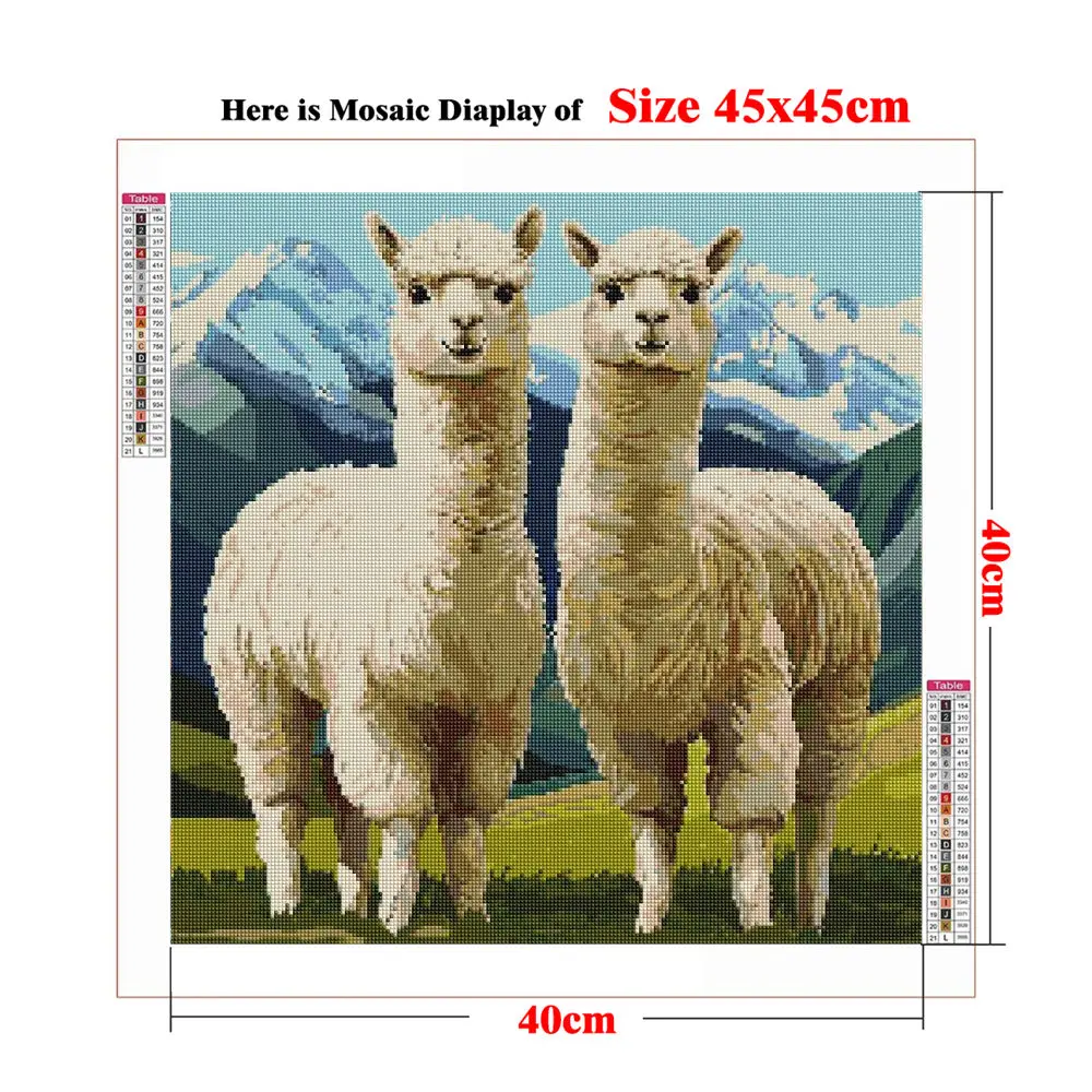 Diamond Mosaic Funny Alpaca Llama Summer Vacation Landscape DIY Suitable for Beginners Diamond Painting Humorous Nursery Gift