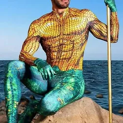Disfraz de Cosplay de Aquaman para adultos y niños, traje de superhéroe, Arthur Curry Orin Zentai, monos de Halloween
