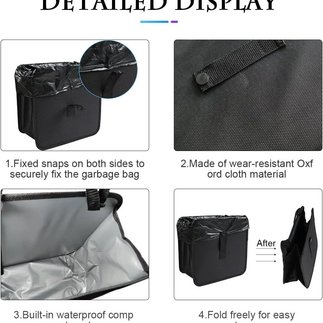 Car Trash Can Folding Portable Multifunctional Seat Back Hanging Storage Bag Waterproof Car Storage Bag Durable Garbage Bin