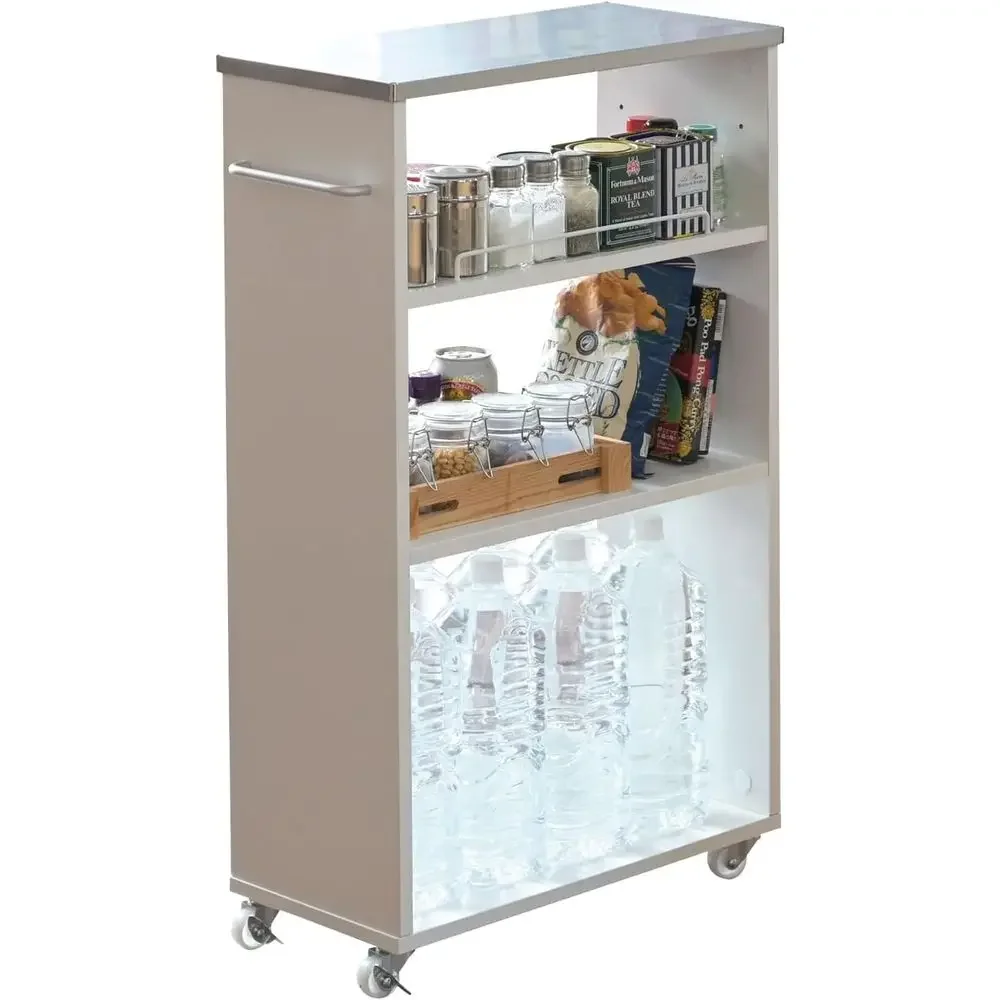 4-Tier Stainless Steel Kitchen Wagon with Casters, Heat Resistant to 200C