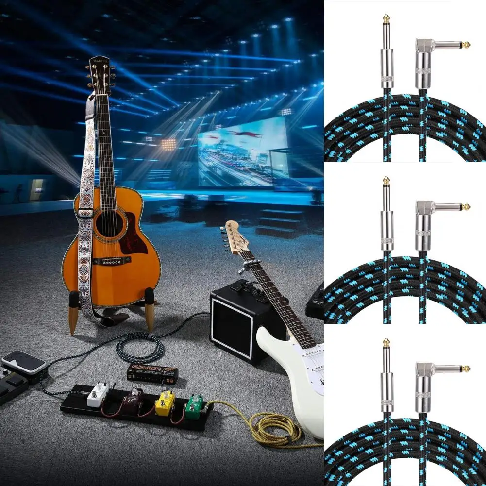 Electric Guitar Cable Practical Reliable Metal Interface Electric Bass Guitar Instrument Cable Stringed Instruments