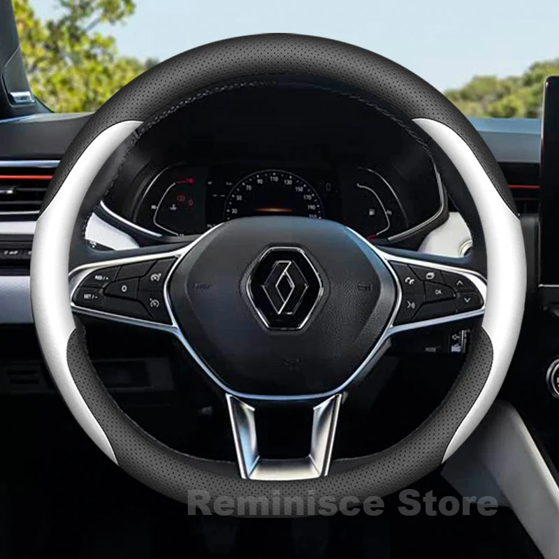 

Leather Car Steering Wheel Cover for Renault Clio e tech Hybrid r s line 2025-2008 Auto Steering Wheel Renault Clio Accessories