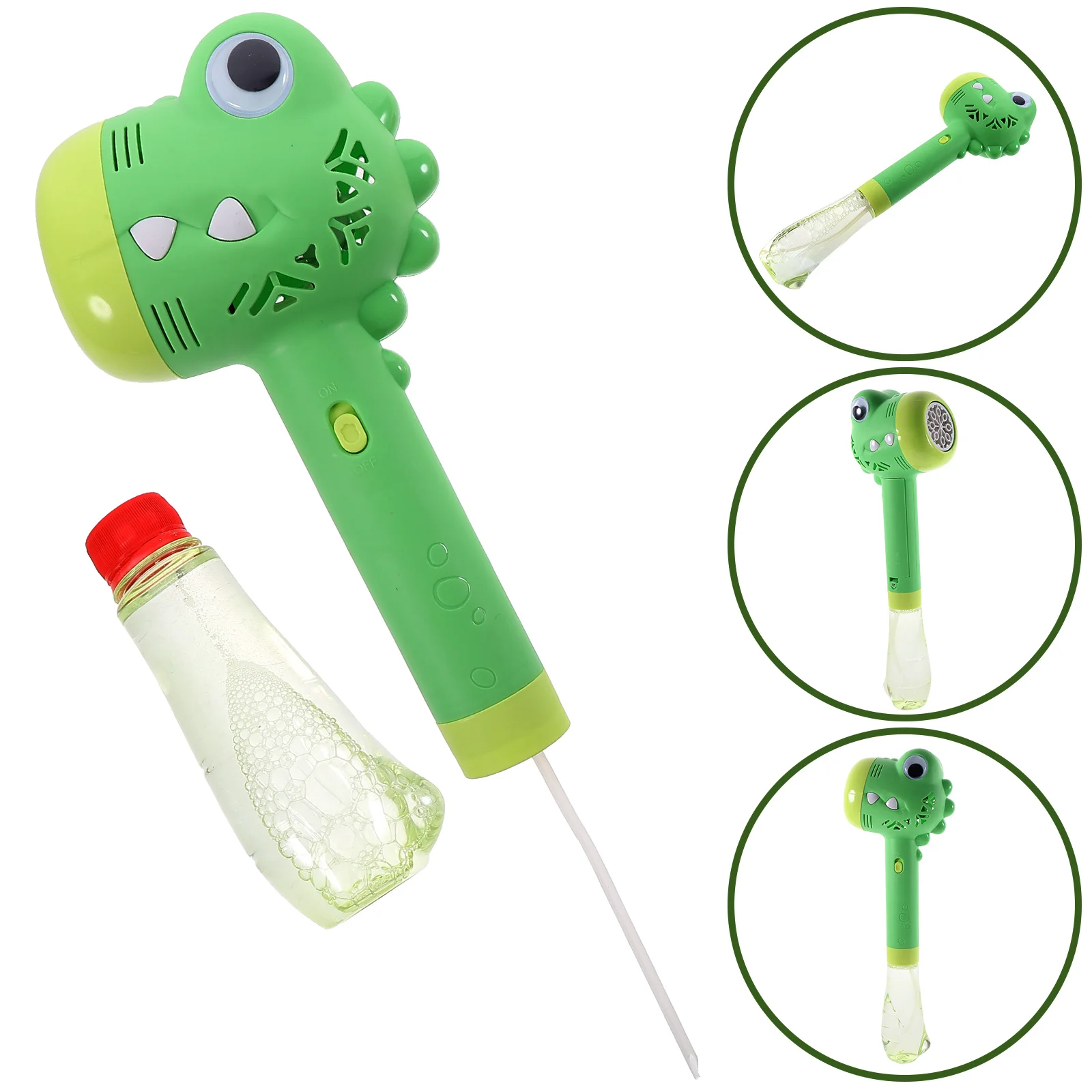 Mini Bubble Wands Unicorn Electric Handheld Automatic Machine with Light Music Chicken Bubbles for Party Toy Animal Maker Green