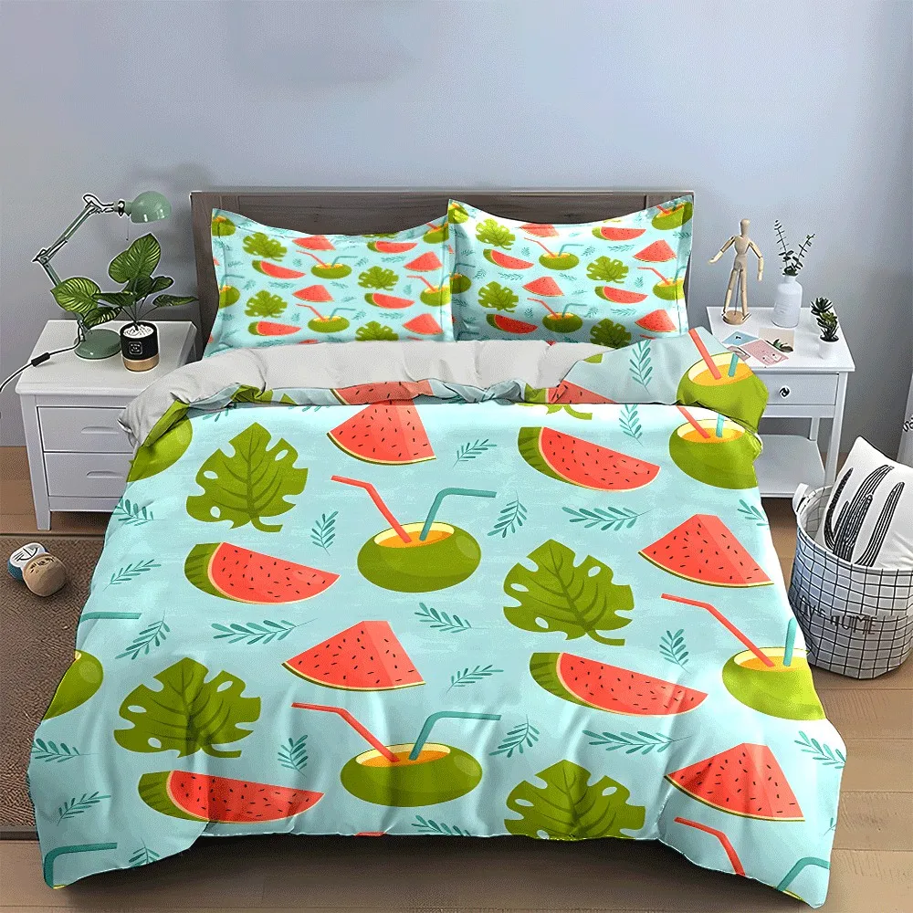 Tropical Fruit Summer Vibes Set Exquisite three-piece bedding set gift for kids and adults