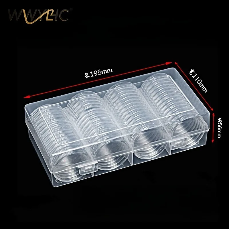 Set of 60 Coin Capsules with Organizer Storage Box Case for Diameter 40mm or Smaller Suitable for Coin Storage