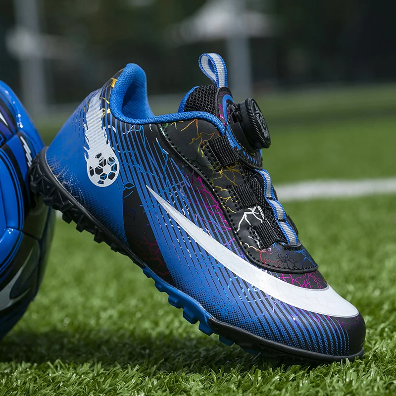 

New Men Football Boots Match Unisex Soccer Shoes Sport Outdoor Adult Cleats Ultralight Non-Slip Grass Rotary Buckle Seamless