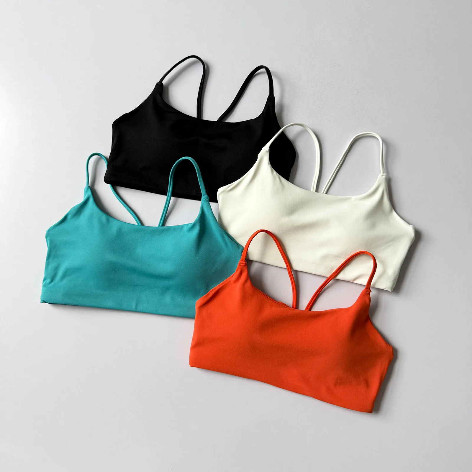 Fixed Chest Pad Sports Bra Quick-Drying Running Shock-Proof Fitness Outer Wear V-Shape Training Vest Yoga Beautiful Back Design