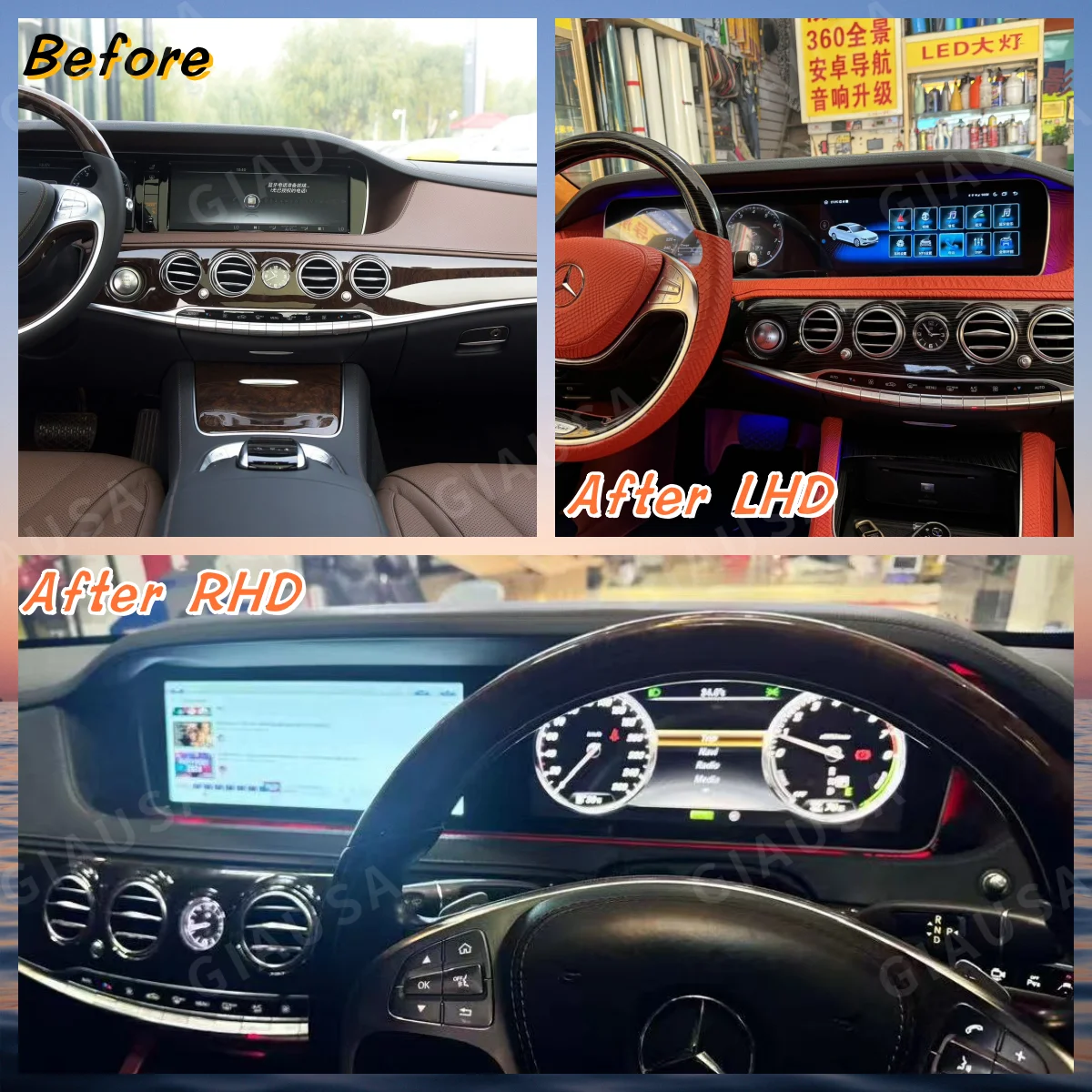 

Carplay For Mercedes Benz S-Class W222 2014 2015-2017 GPS Navi 12.3 Inch Car Radio Carplay Multimedia Head Unit Dual Screen Auto