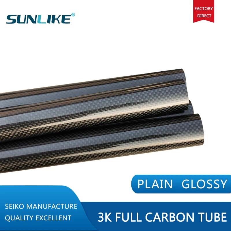 1 Roll Length 1000mm 3K plain Glossy surface Wrapped Carbon Fiber Tube diameter 12mm 14mm 16mm18mm 22mm 24mm 26mm 28mm 30mm 32mm