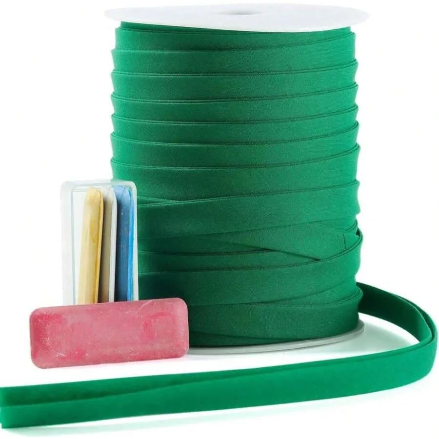 

Bias Tape Double Fold 1/2 Inch Double Fold Bias Binding Tape 55 Yards Green And 4 Pieces Sewing Fabric Chalks For Crafts Sewing
