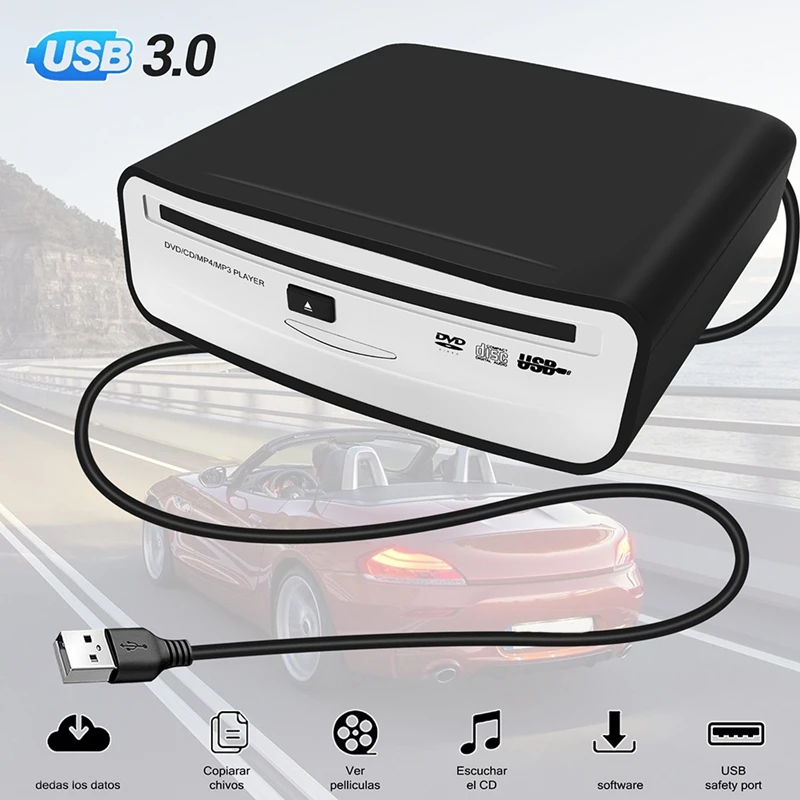 1 PCS Car Radio CD/DVD Dish Box Player USB 2.0 Interface External Stereo Black For Android Player Radio