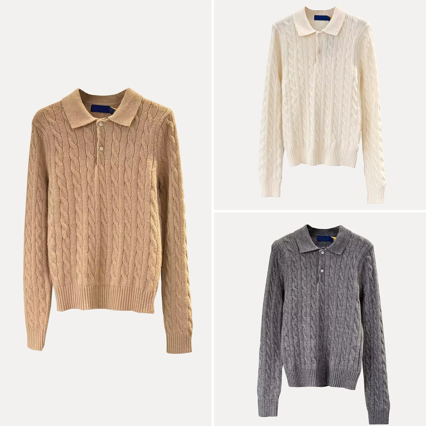 

Ele Knitted Sweater Women's Versatile Daily Wear Twisted Knit European Sle Long Sve Crew Ne Knitwear