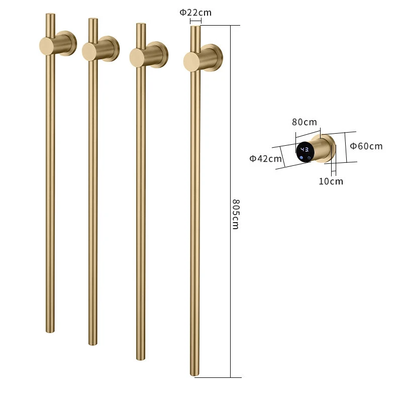 Thermostatic Vertical Electric Towel Rack Pre-Embedded Carbon Fiber Heat Concealed 304 Stainless Steel Drying Warmer Bar