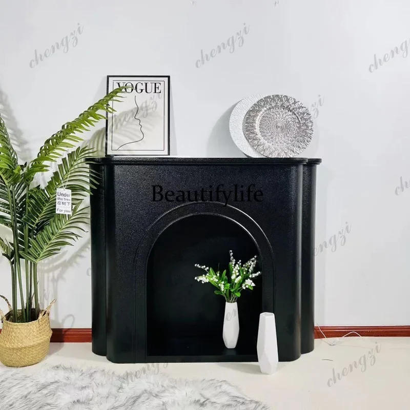 French Cream Wind Fireplace Living Room Decoration Luminous Shelf Nordic White Display Cabinet B & BA68