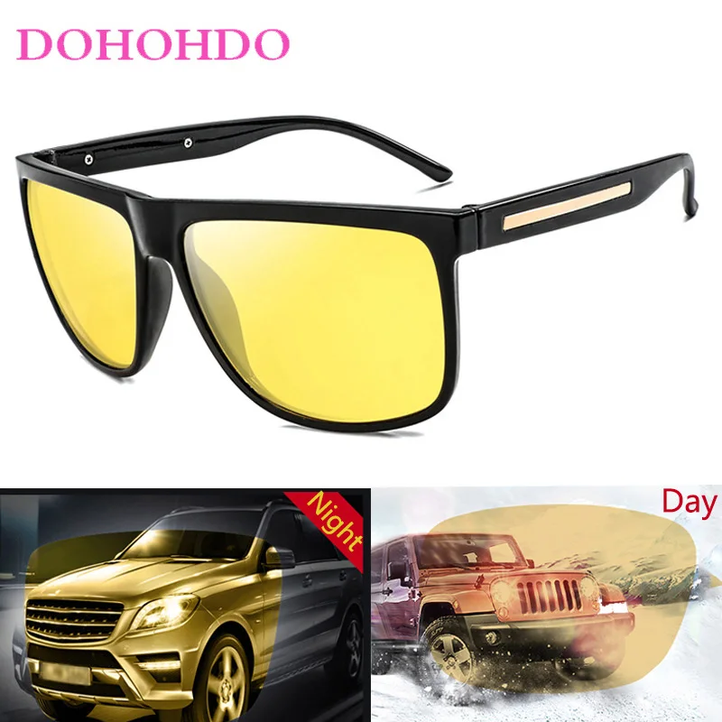 DOHOHDO  Polarized Sunglasses Unisex Square Vintage Night Vision Sun Glasses Famous Brand Sunglases Polarized Sunglasses Retro