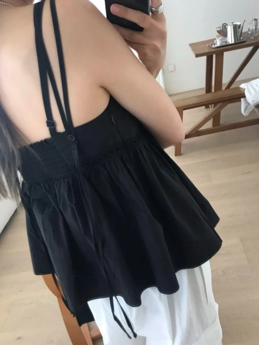 

Chic V-Ne Strapl Vest Top for Women Svel Summer Faionable Age-Defng Personali Pure Color Loose Fit Knitwear
