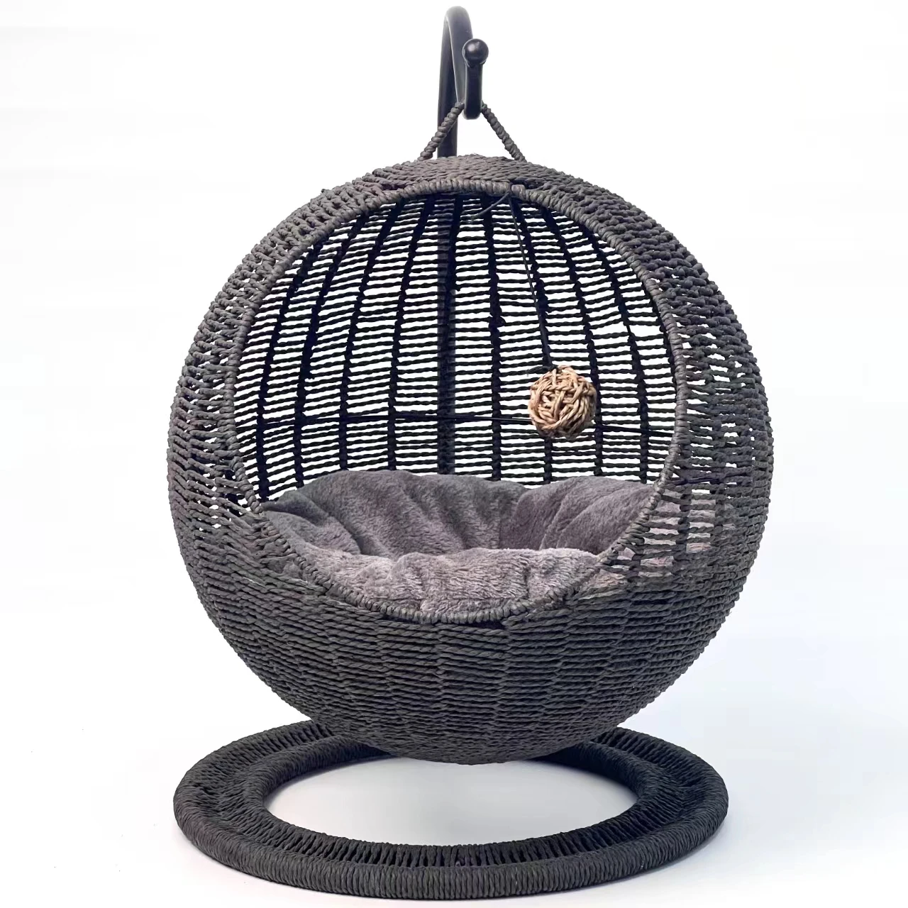 Sustainable Metal Pet Bed Winter Cat Litter Semi-Closed Opening Universal Summer Cat Hammock Semi-Enclosed Circular Rattan Solid