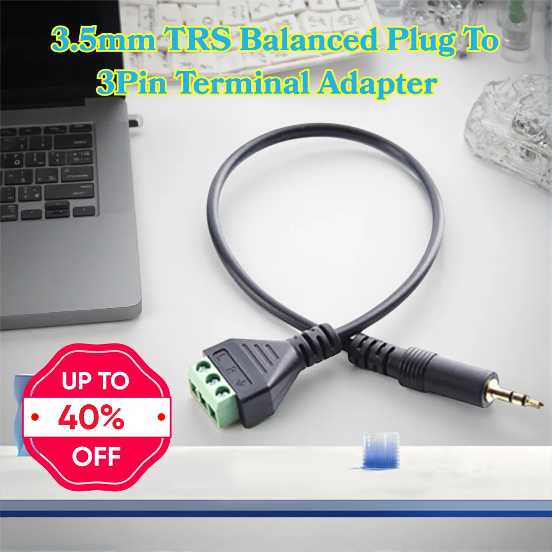 3Pin Terminal Adapter 3.5mm dual channel audio headphone plug, stereo soldering free green terminal adapter cable