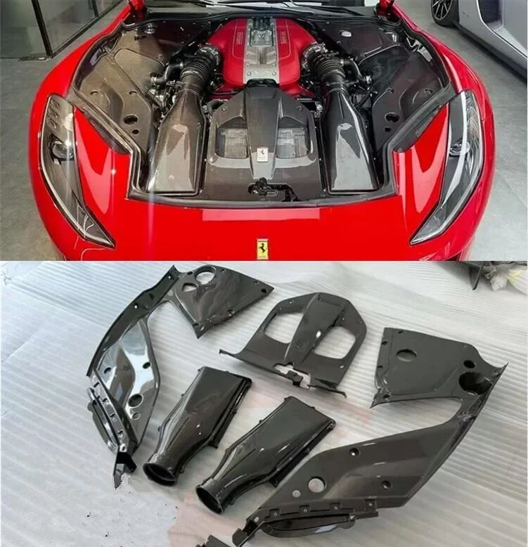 5PCS Dry Carbon Fiber Front Bumper Engine Guard Air Vent Wind Knife Cover For Ferrari 812 2017 2018 2019 2020 2021