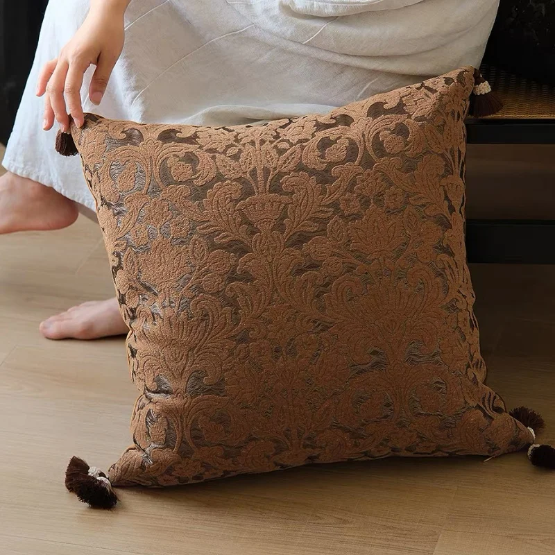 Baroque Style Pillows Black Khaki Color Cushion Case Retro Art Decorative Pillow Cover For Sofa Chair Home Decorations