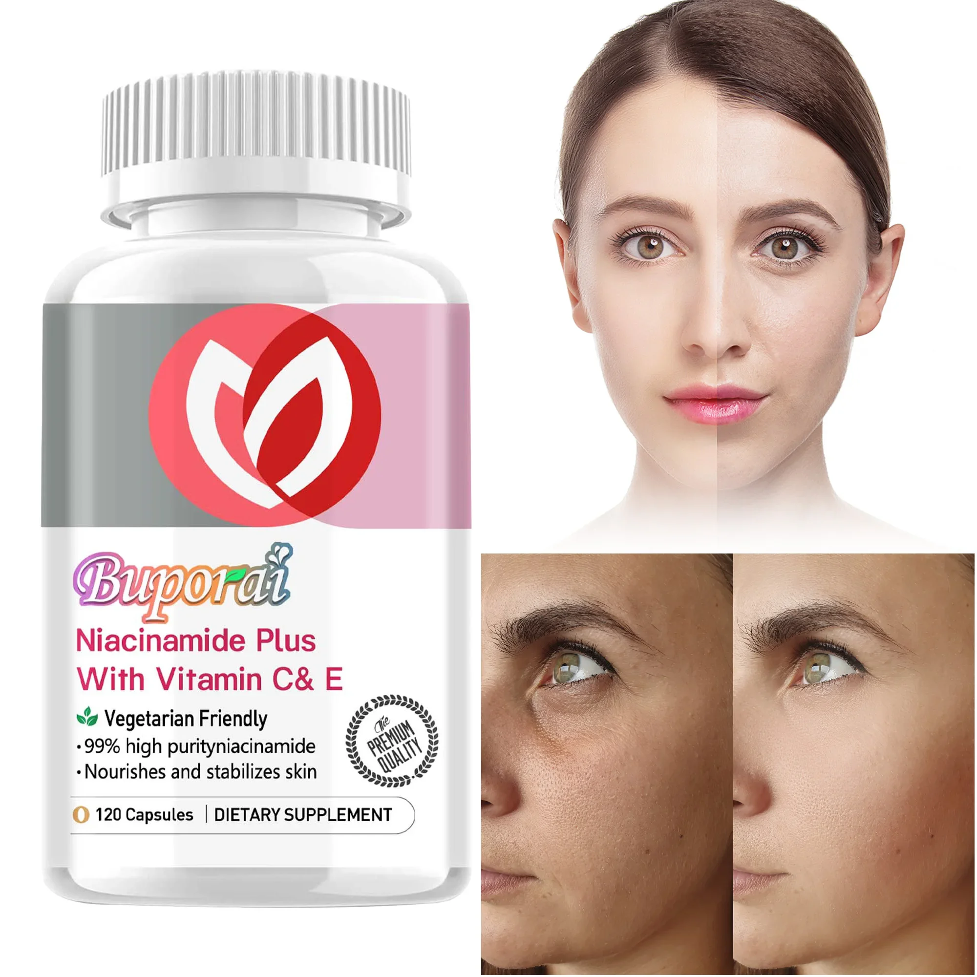 

Niacinamide with Vitamins C & E - Anti-aging,Helps with Skin Cell Health,Smooth Skin, Wrinkle Reduction, Improving Immunity