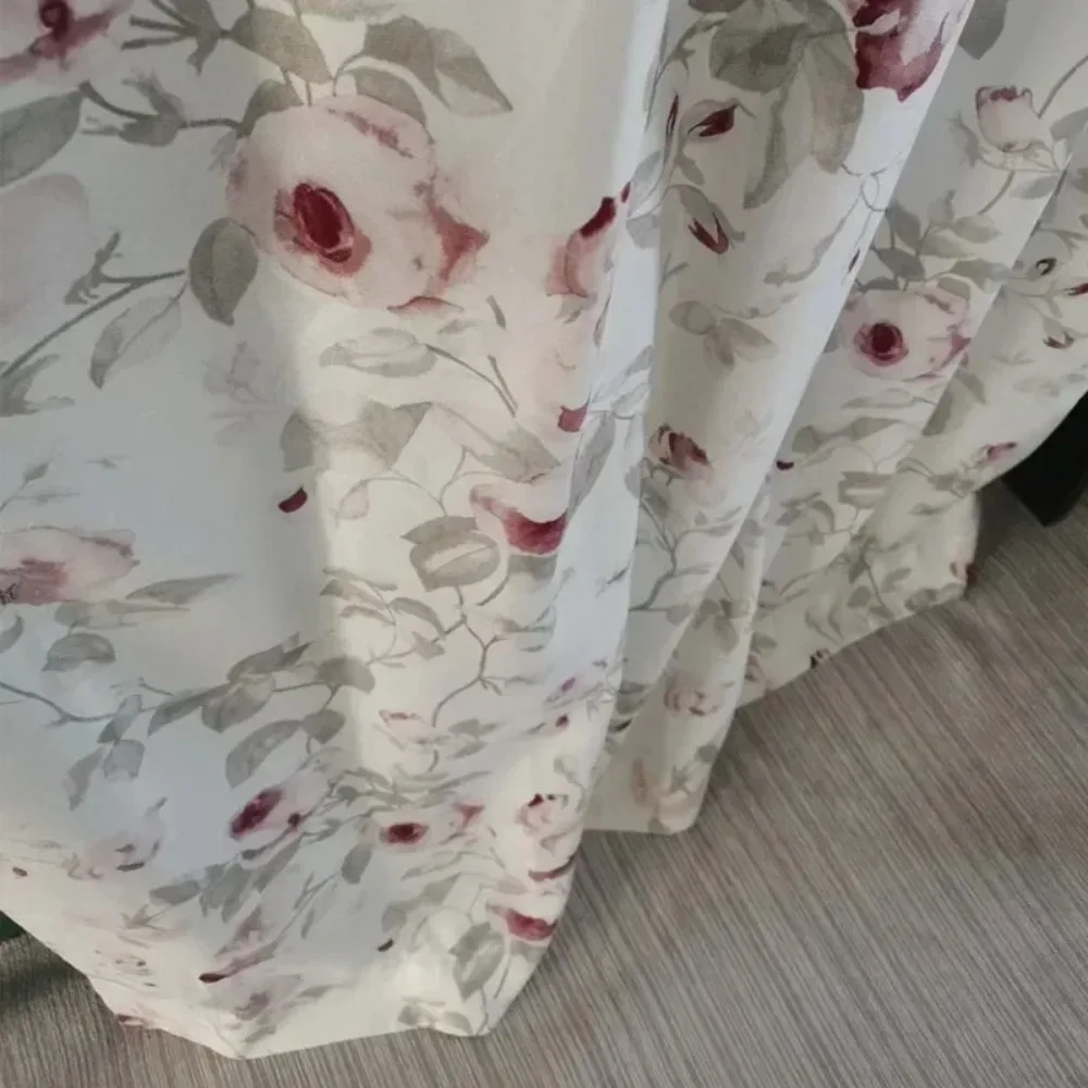 

Деревенские плотные шторы из искусственного хлопка и льна с розовым принтом для спальни, гостиной, плавающие оконные шторы по индивидуальному заказу