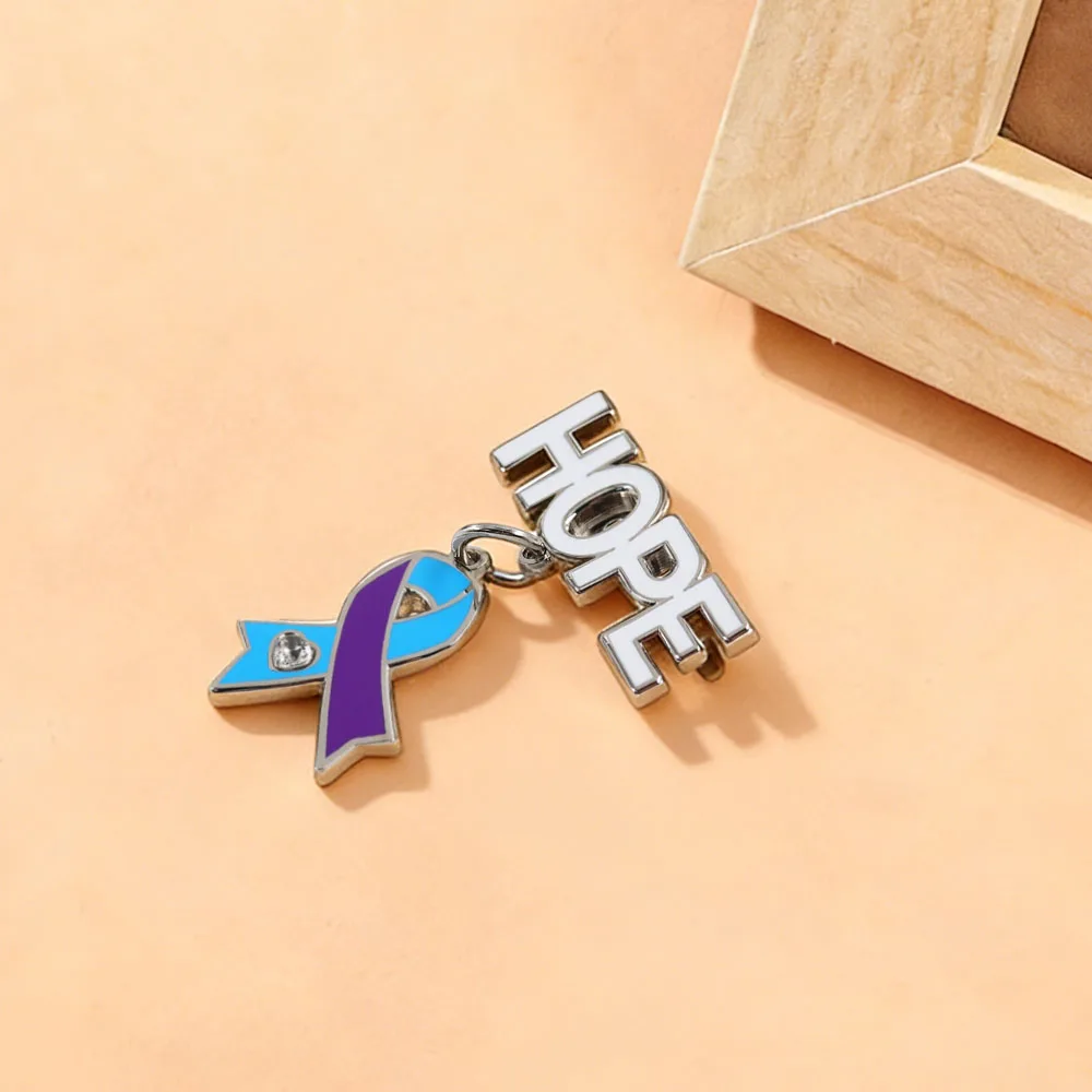Blaulila Zweifarbige Brosche, Selbstmordprävention, HOPE Wohltätigkeitsabzeichen, Pin zur Förderung der psychischen Gesundheit, Dekoration – Detail 5