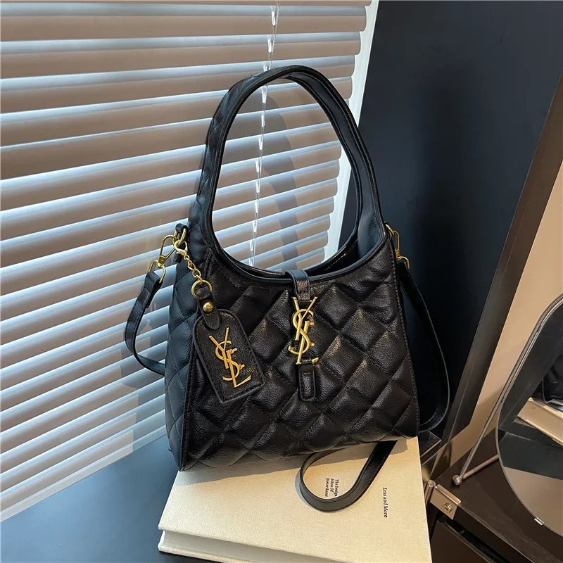 

Роскошная стеганая сумка-мешок 2025, просторная женская сумка через плечо и верхняя ручка, универсальный кошелек большой вместимости «день-ночь»