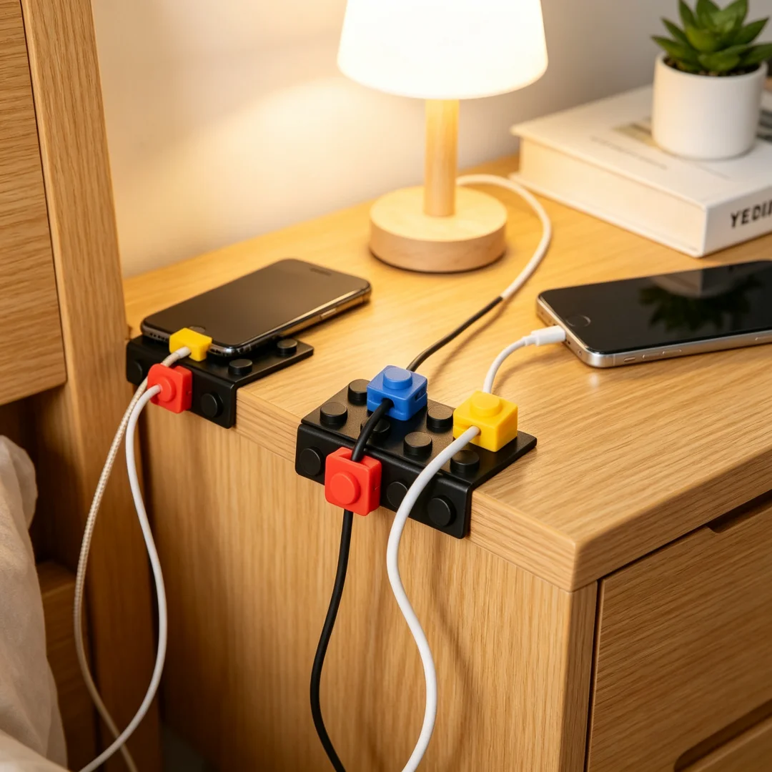 Building Block Cable Organizer Desktop Cable Tidy Phone Data Cable Storage Organizer Charging Fixer Clip Wire Routing
