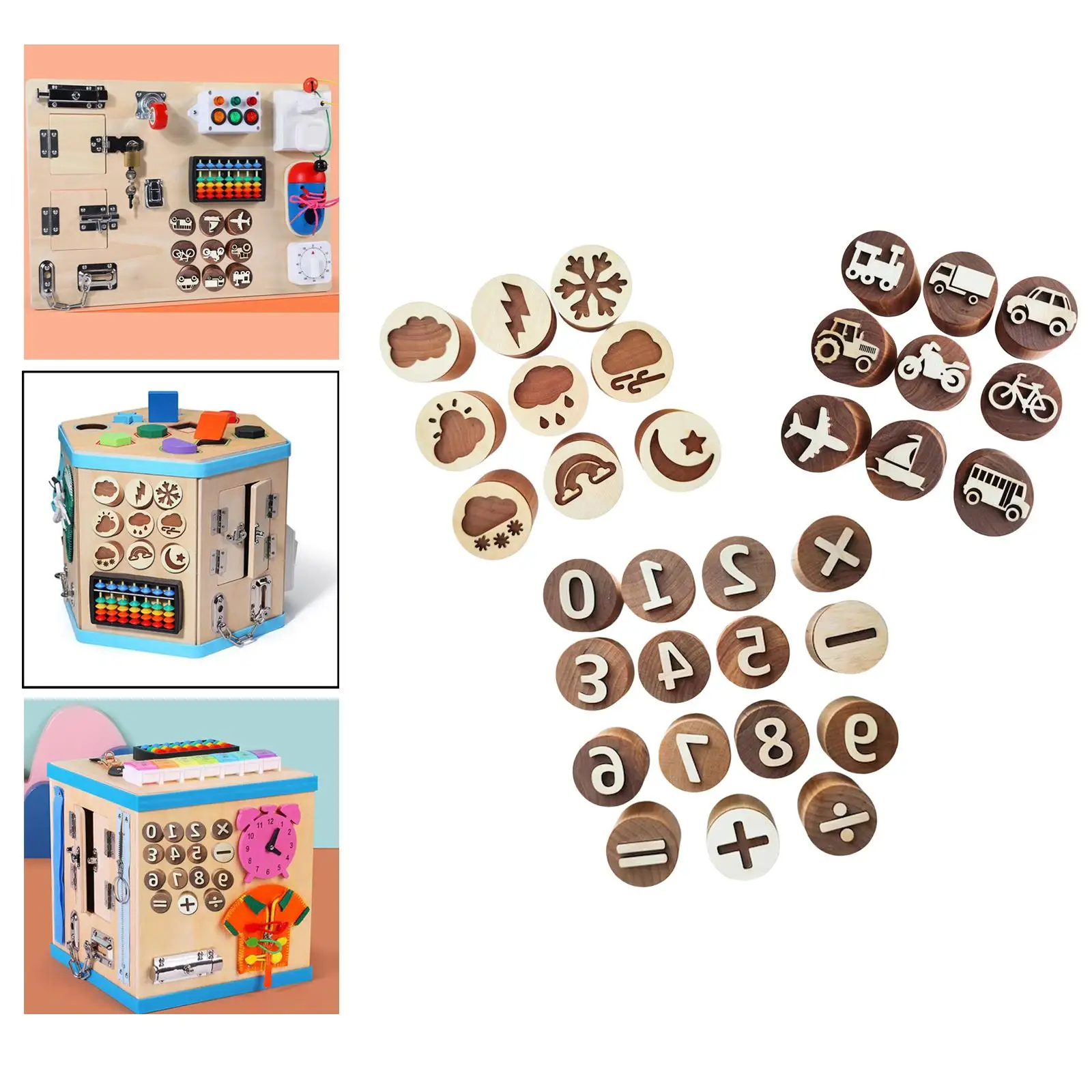 Wooden Busy Board DIY Accessories Early Educational Sensory Toy Basic Skill