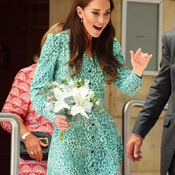 Kate princess green leopard print women dress fashion long sleeve A-Line dresses