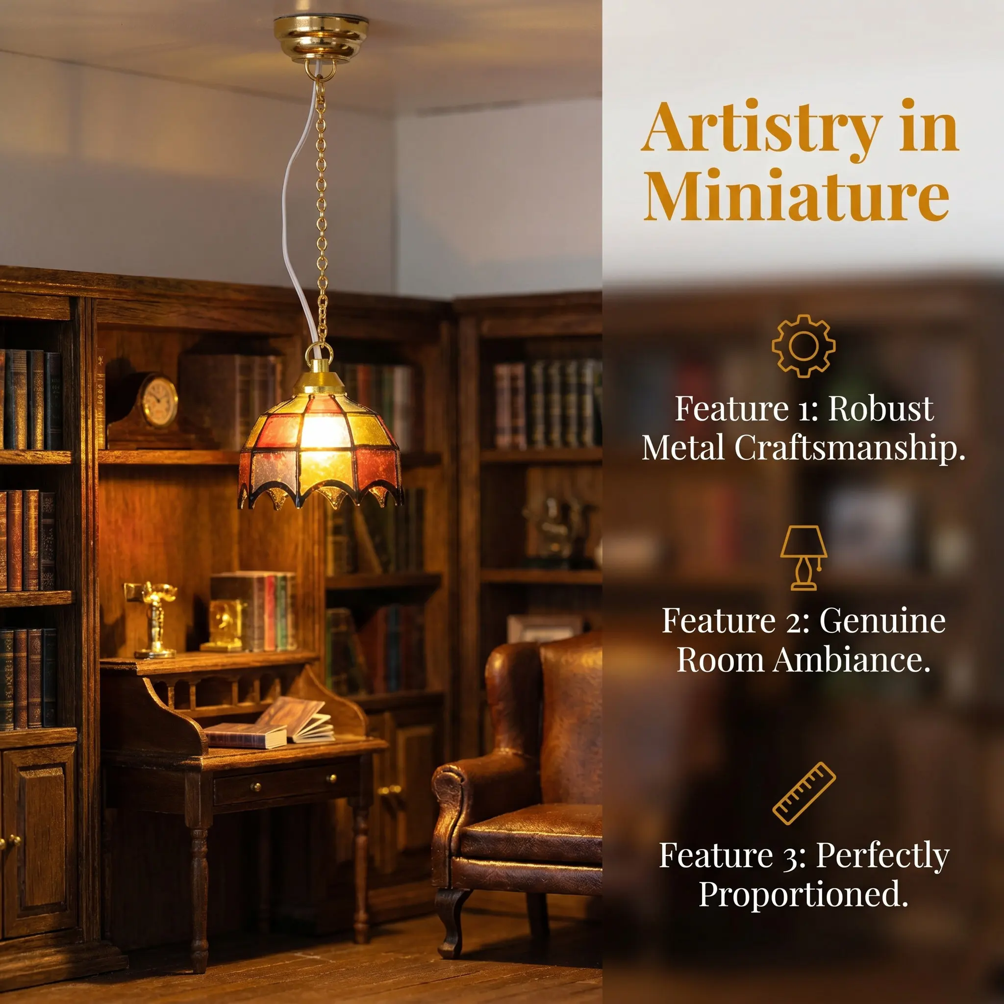 Mini House Ceiling Lamp LED Hanging Lamp Premium Metal Ornament Small House Adornment Miniature Light Decor Accessories