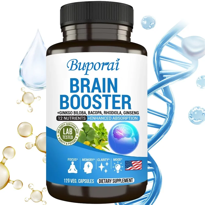 

Brain Booster Supplement - Improves Memory, Concentration, Alertness, Learning and Mood, Brain Complex