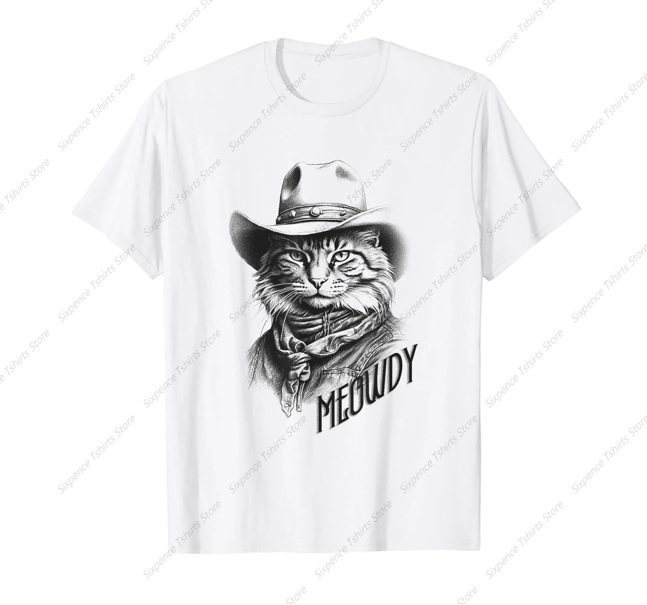 Cowboy Cat Meowdy Western Cat Cowboy Funny Cat Cowboy Hat T-Shirt Soft Comfortable Easy to Wear Simple Practical