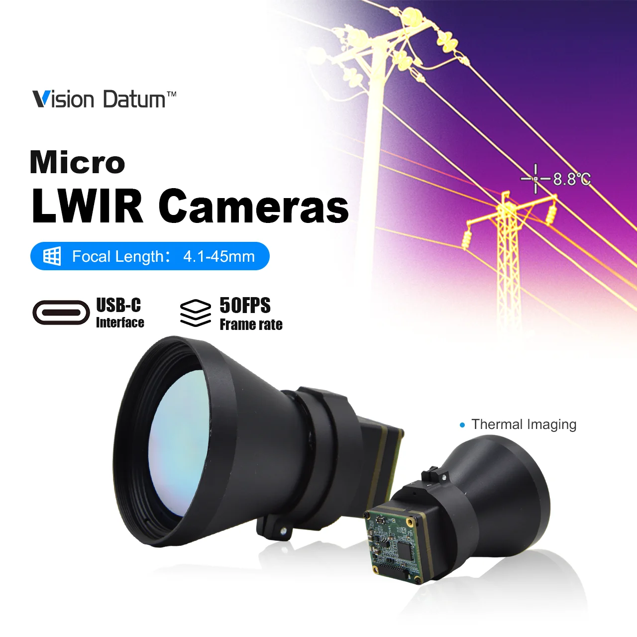 Pro Vision 640x512 50Hz 25Hz Analog/MIPI/USB LWIR Thermal Camera for Drone Application Flir Boson Vision Datum