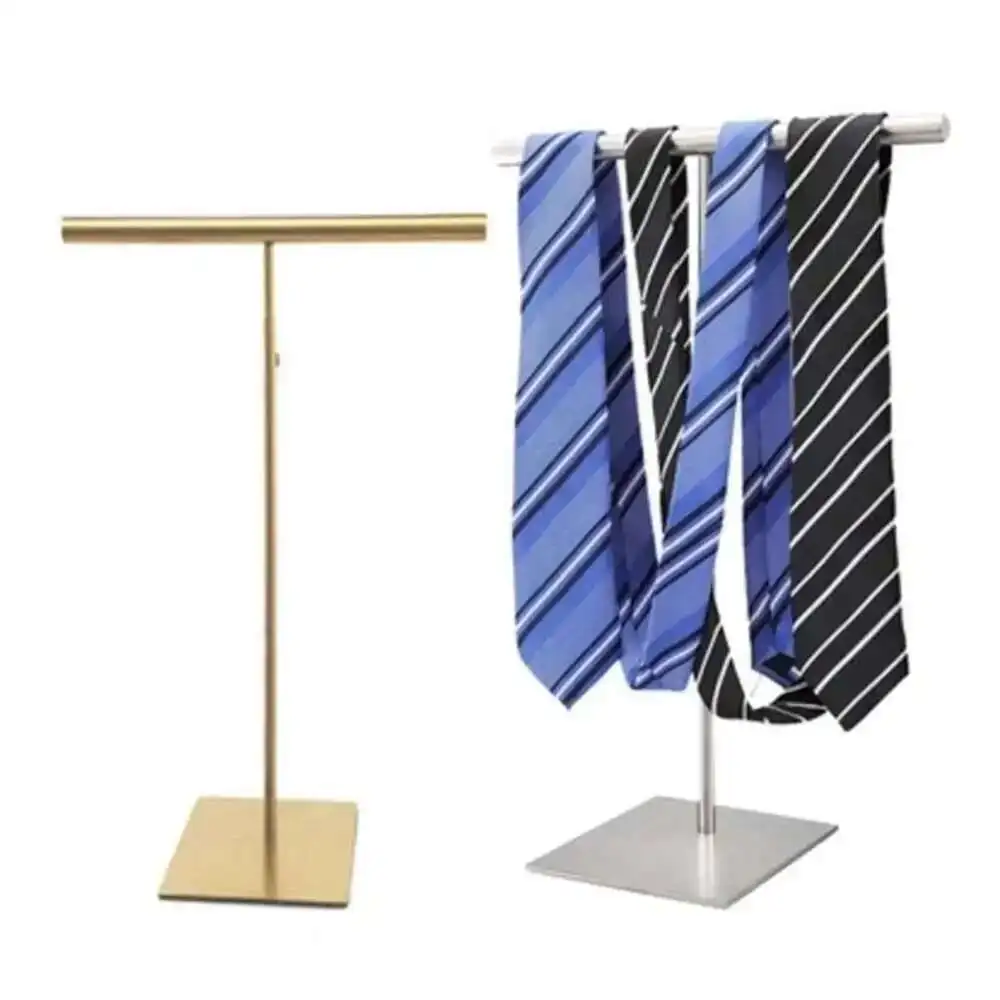 

Stainless Steel Silk Scarves Display Rack Adjustable Fashion T-type Handbag Shelf Holder Backpack Wig Purse Display Stand Rack