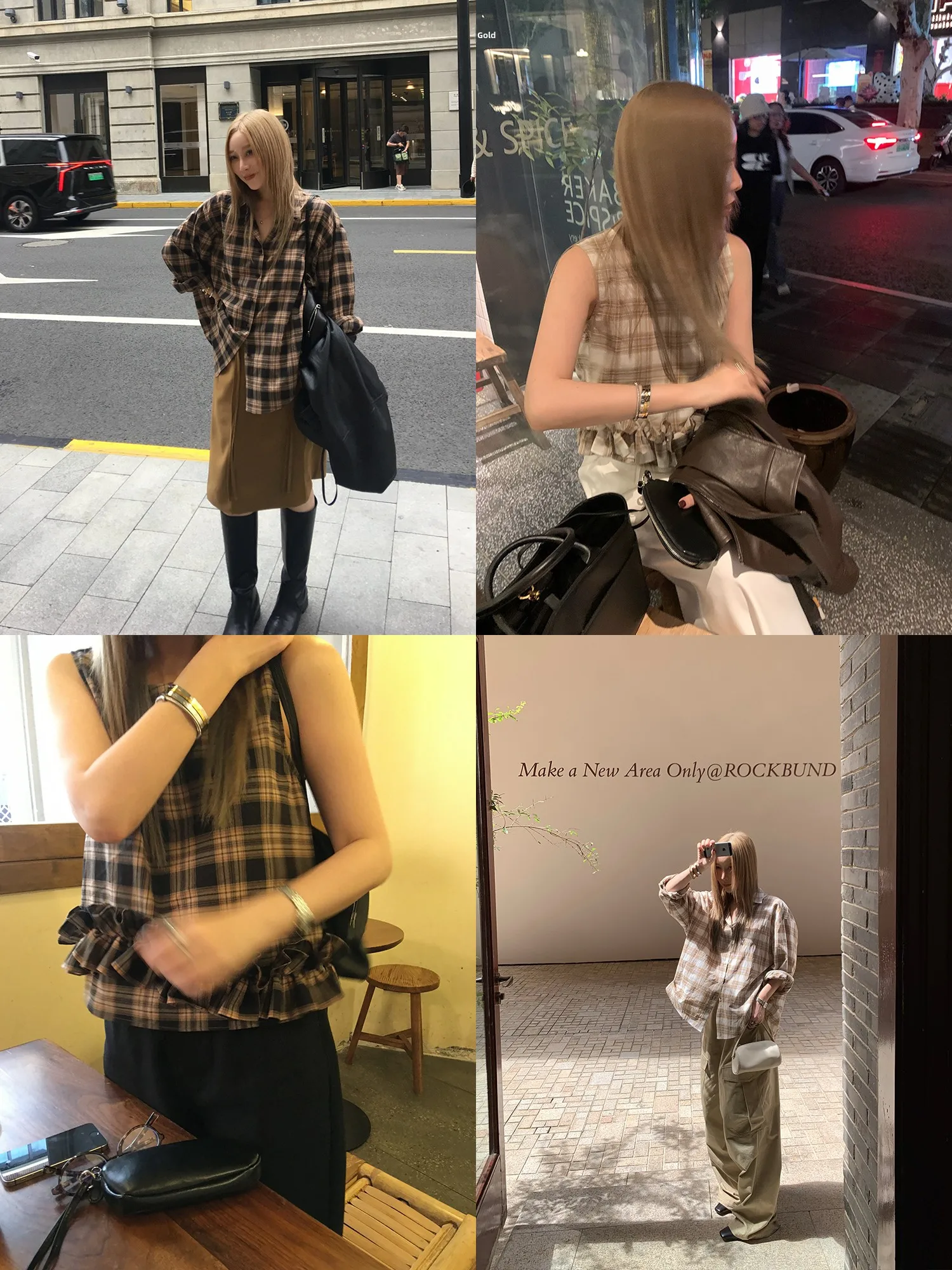 

Sukiired Classic Plaid Cotton irt Women's Svel Top with Flounce Design Front ort Ba Long Commute Sle